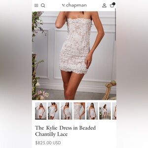 V. Chapman The Kylie Dress in Beaded Chantilly Lace - Size 0